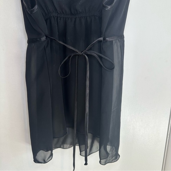 Creaciones Parisina Sheer Babydoll Tie Back Top. Size: Small. Color: Black. - Picture 6 of 6